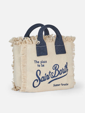 Borsa Mini Vanity in canvas di cotone off-white