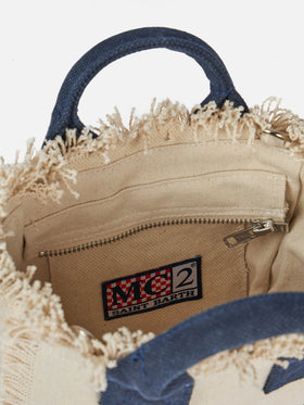 Borsa Mini Vanity in canvas di cotone off-white