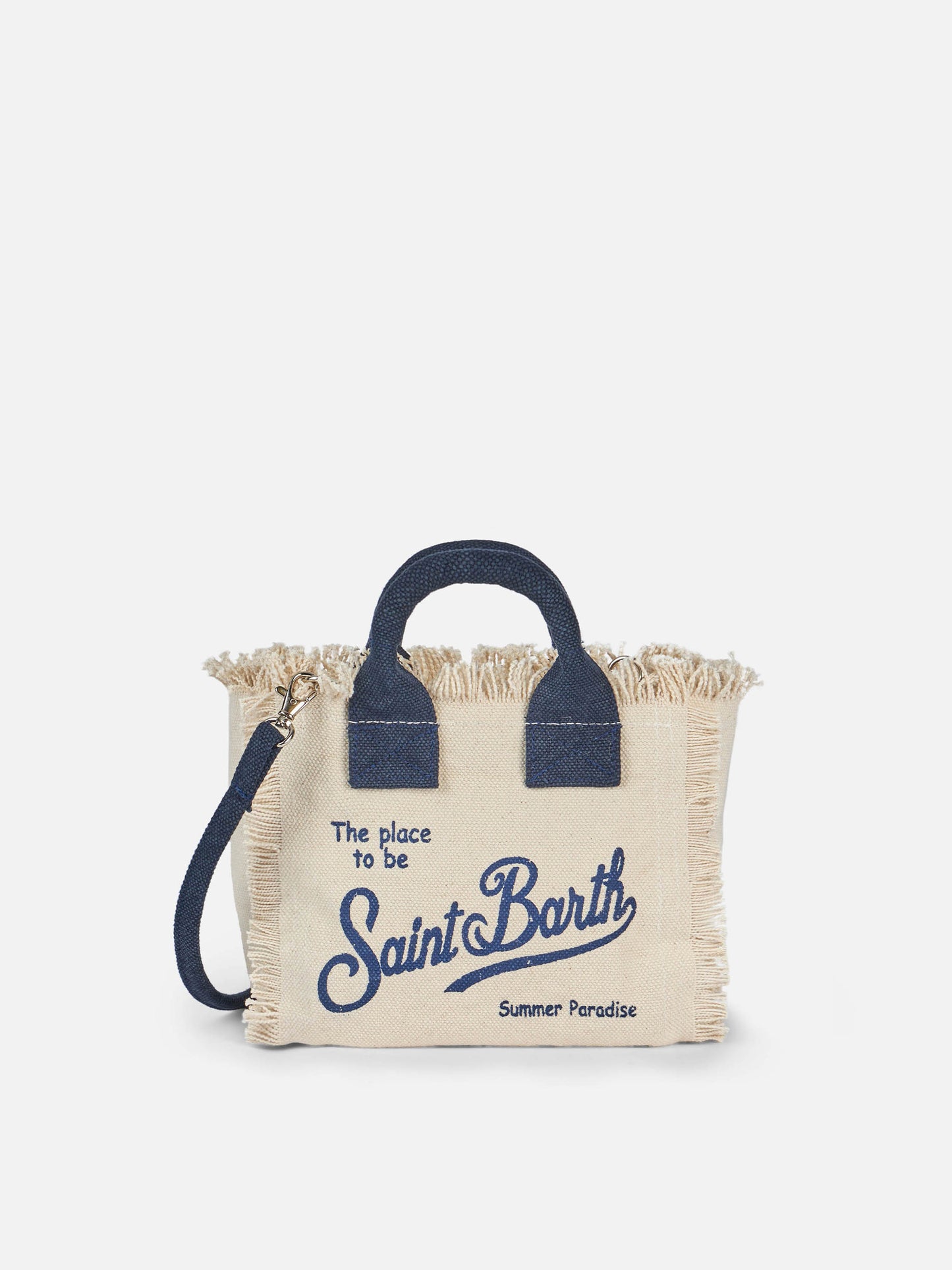 Borsa Mini Vanity in canvas di cotone off-white