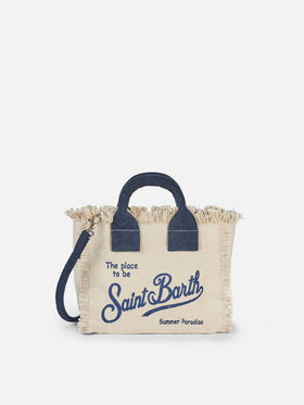 Borsa Mini Vanity in canvas di cotone off-white