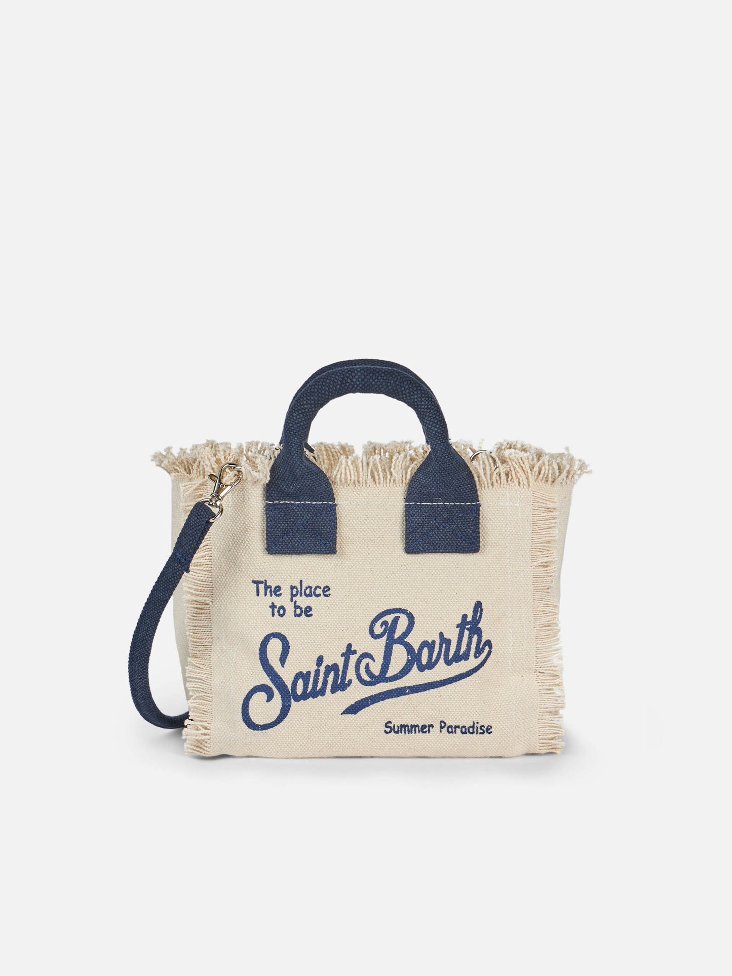 Borsa Mini Vanity in canvas di cotone off-white