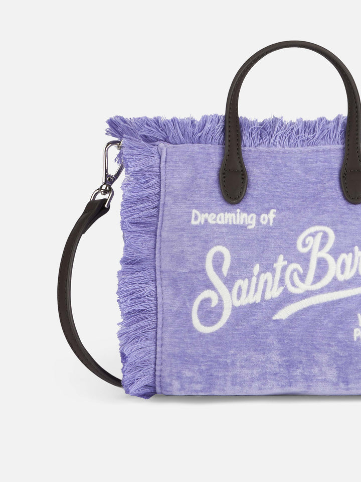 Lilac velvet chine Mini Vanity fringed bag