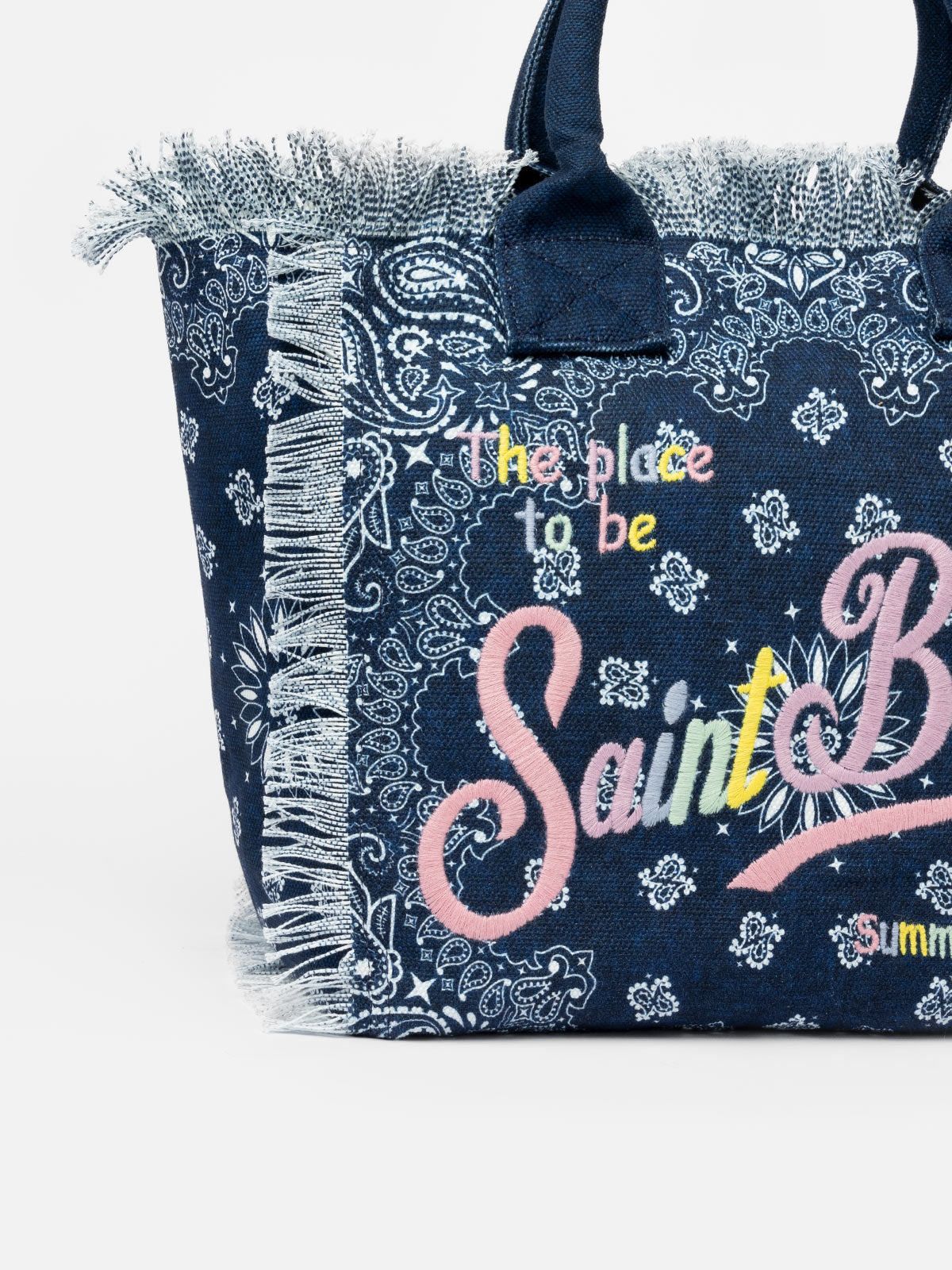 Denim bandanna cotton canvas Vanity tote bag