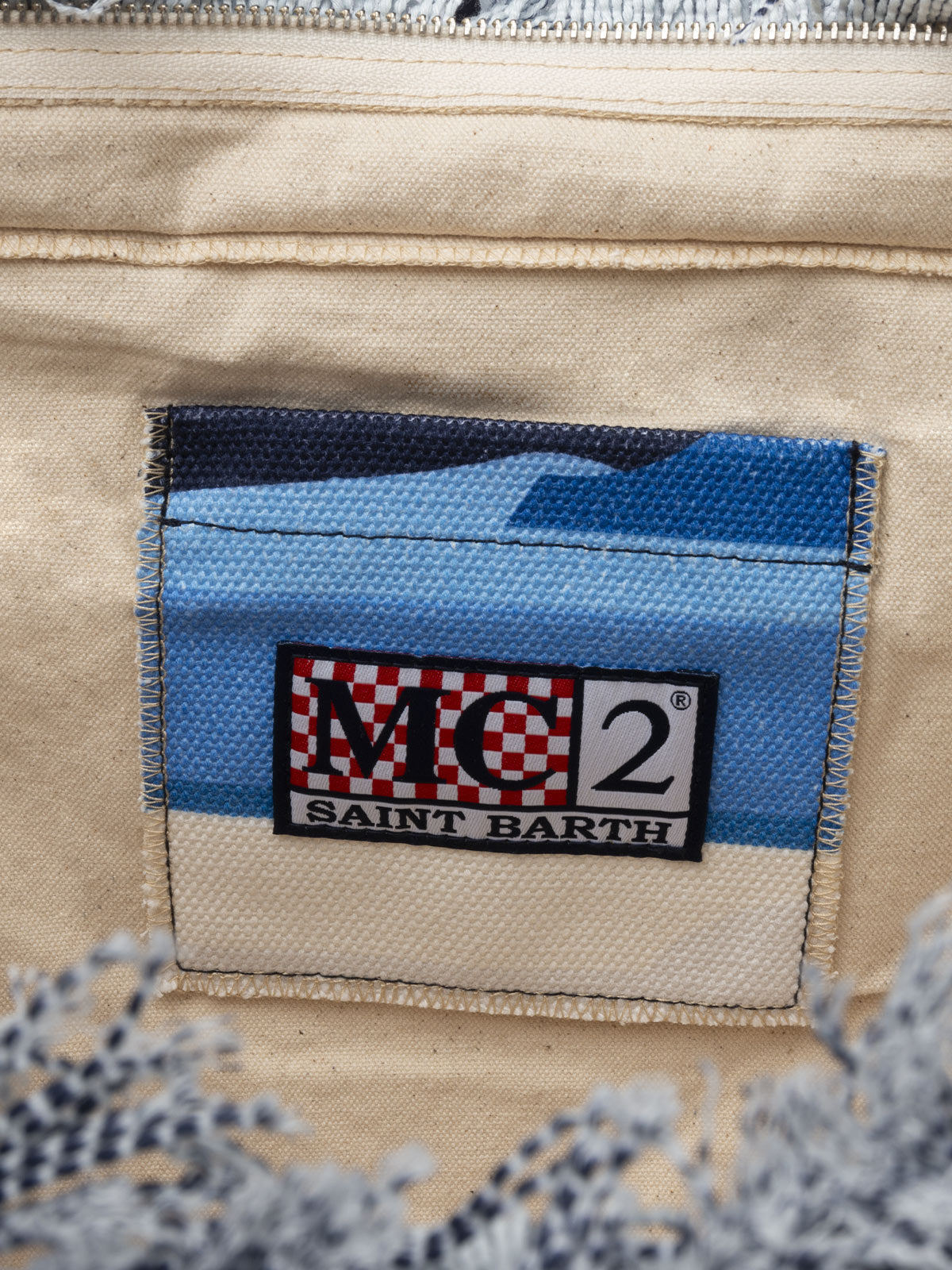 Mykonos postcard cotton canvas Vanity tote bag