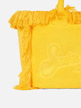 Vanity yellow terry shoulder bag with embossed logo