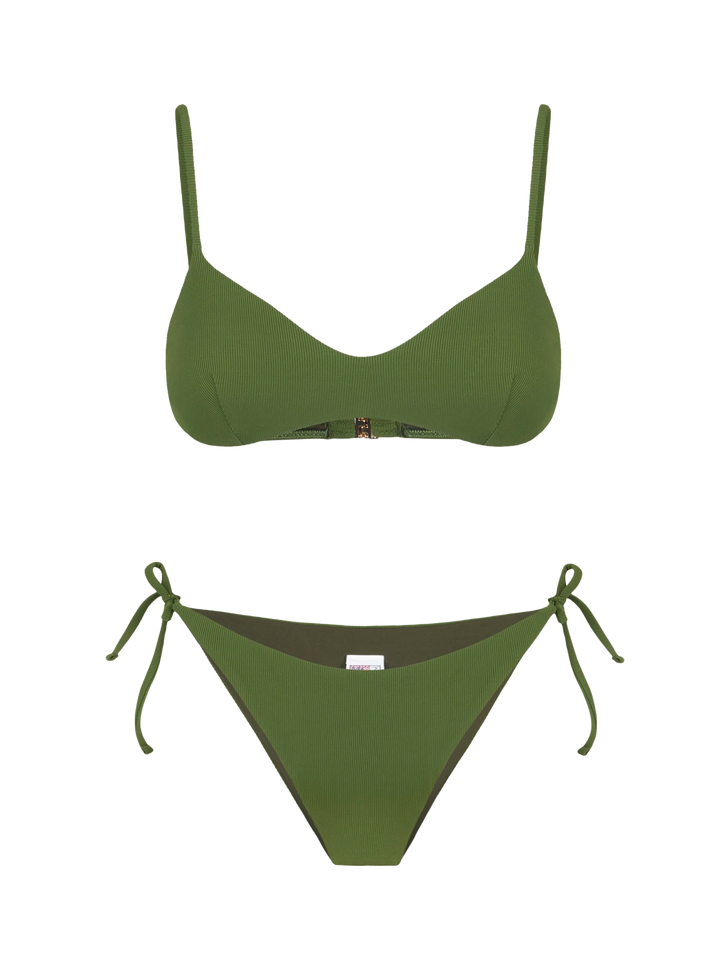 Bikini da donna a bralette a costine militare