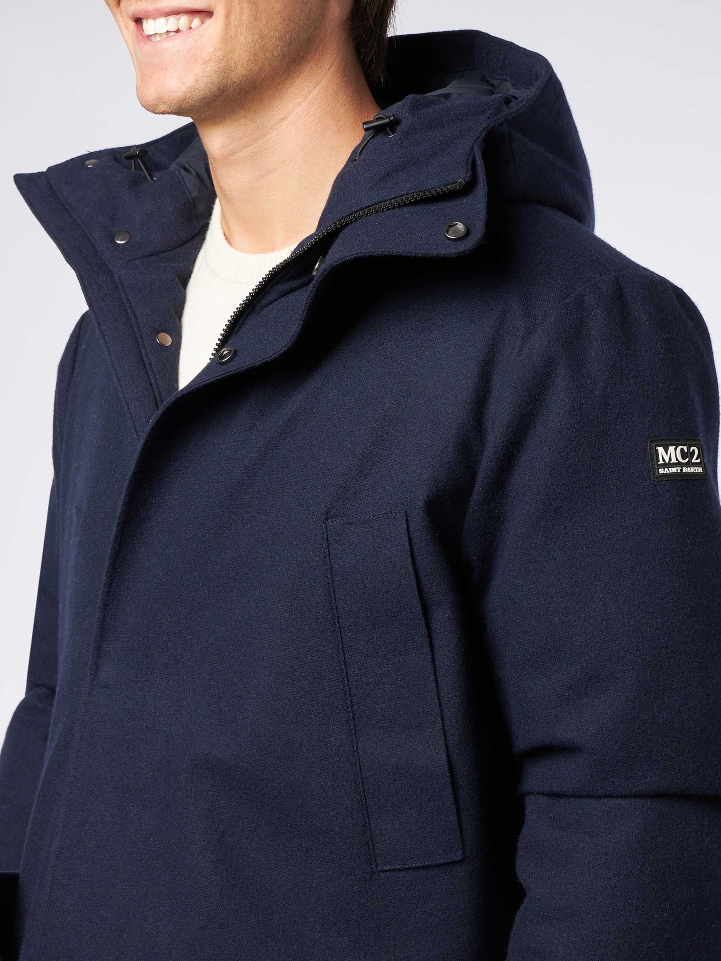 Marineblaue Parkajacke mit Kapuze für Herren Voyager