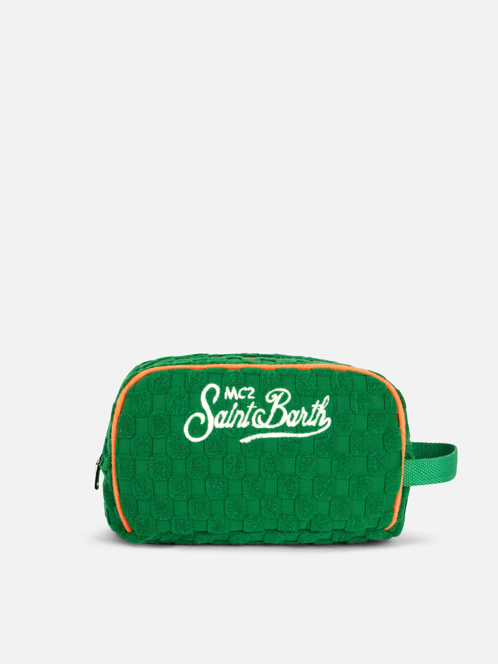 Green terry embossed beauty case