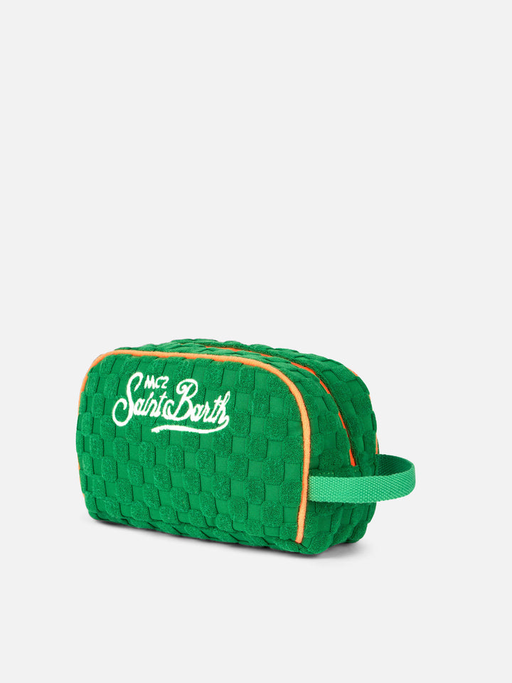 Green terry embossed beauty case