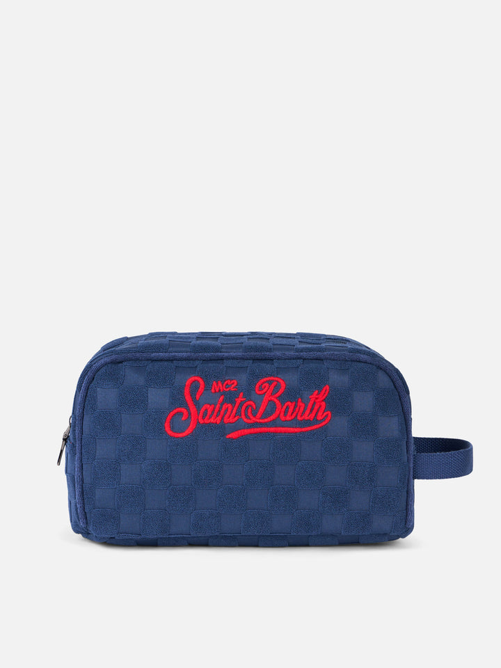 Blue terry embossed beauty case