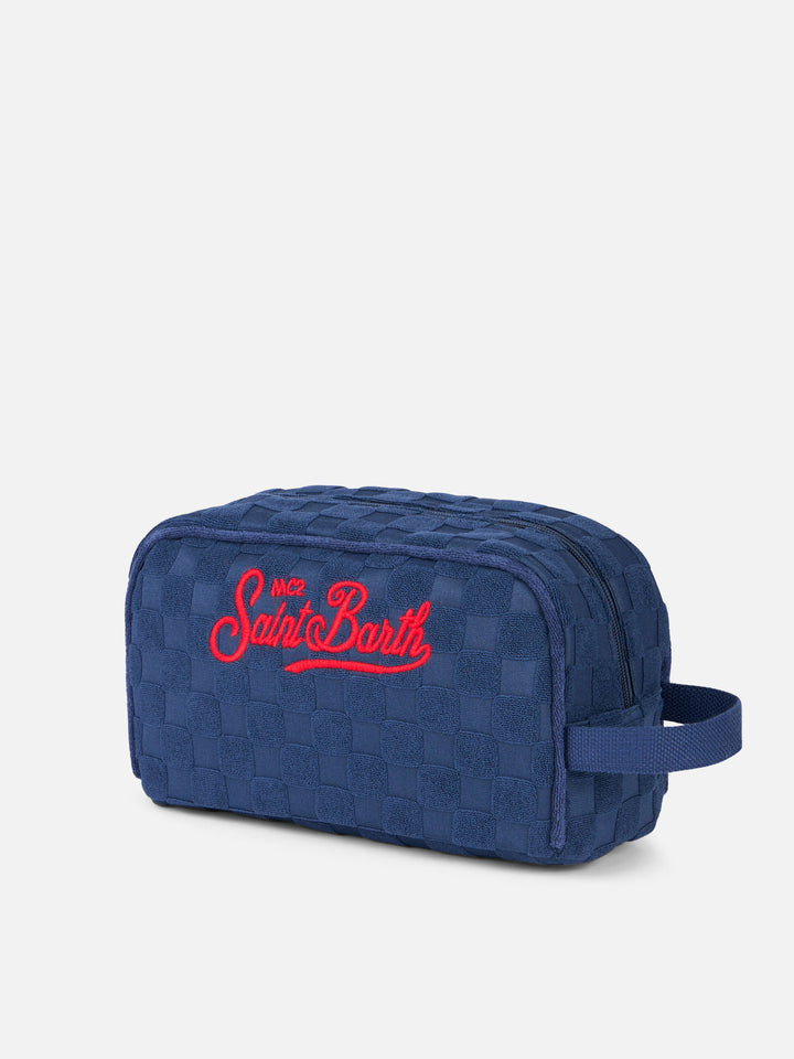 Blue terry embossed beauty case