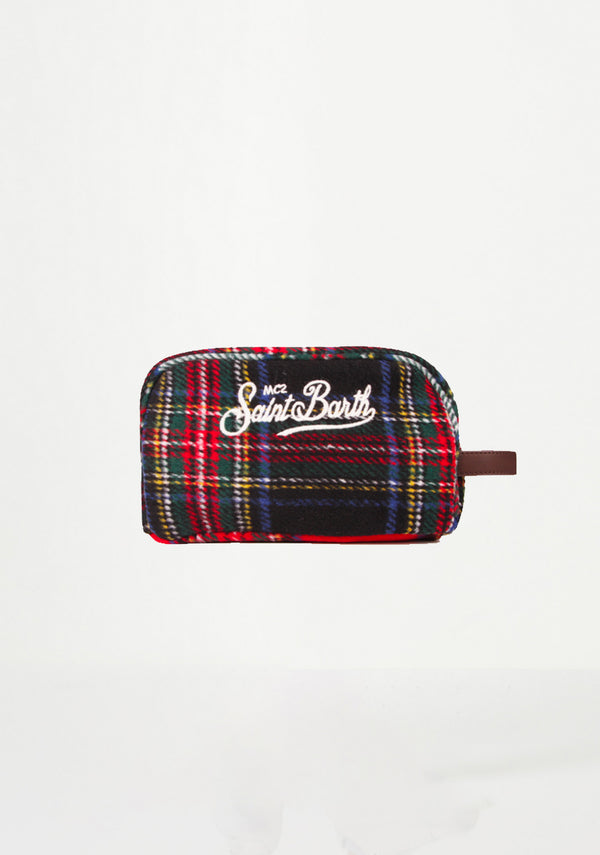 Patchwork tartan fabric beauty case