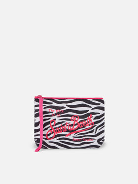 Pochette Aline in scuba con stampa zebrata