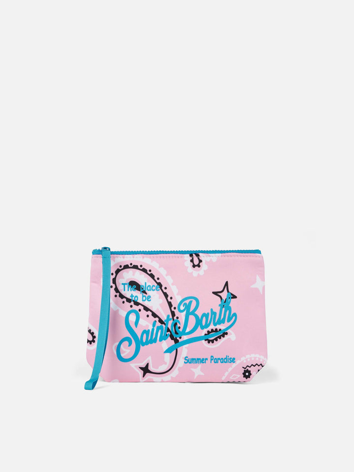 Aline Scuba-Pochette mit rosa Paisley-Print