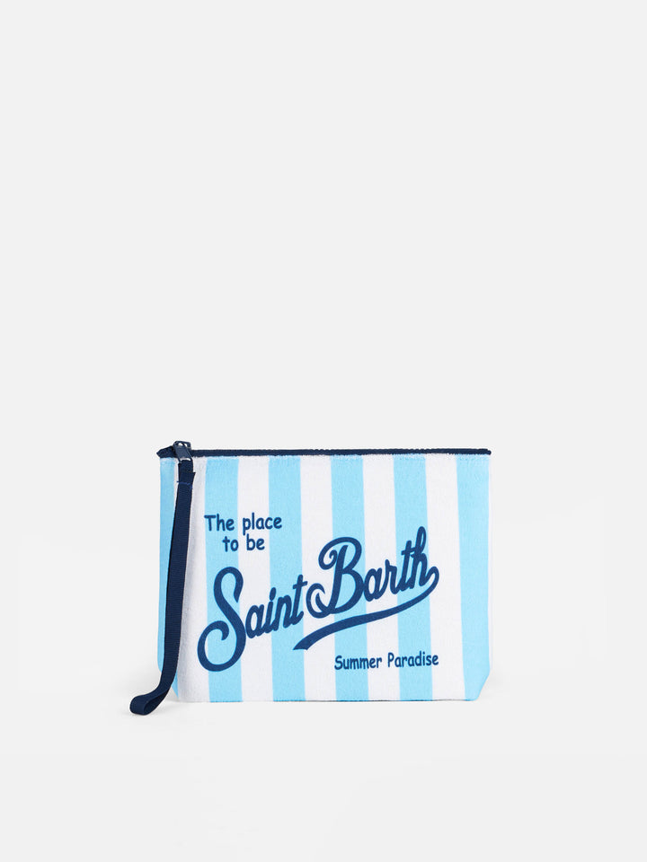 Pochette Aline in spugna con stampa Saint Barth