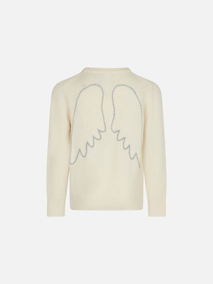 Mädchenpullover mit Engelsflügel-Stickerei