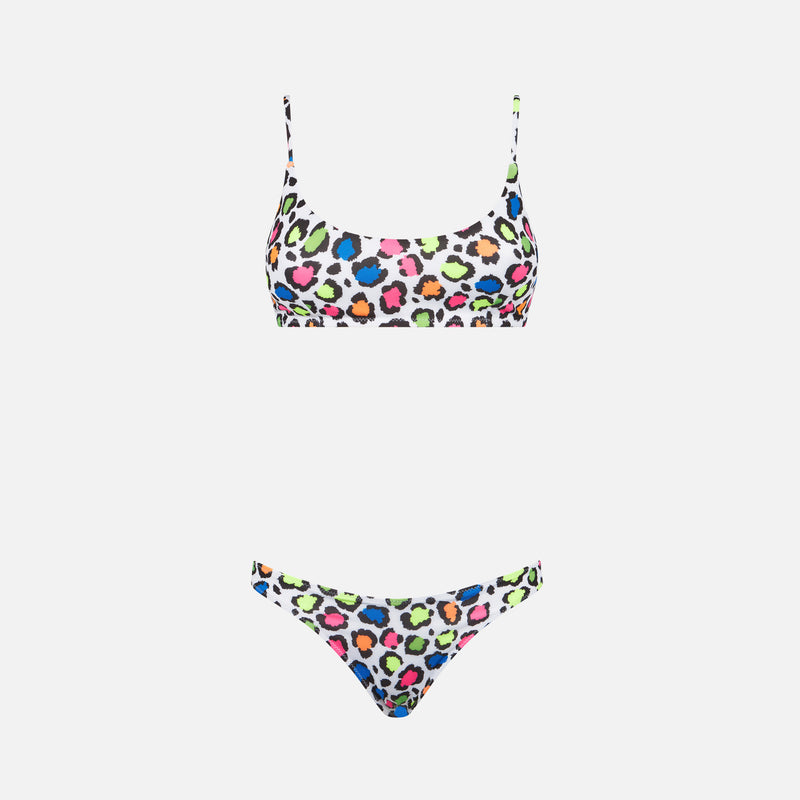 Damen-Bralette-Bikini mit Pop-Animal-Print