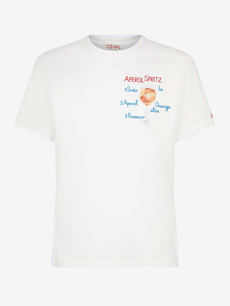 Herren-T-Shirt aus Baumwolle mit Aperol Spritz-Stickerei vorne | APEROL SONDEREDITION