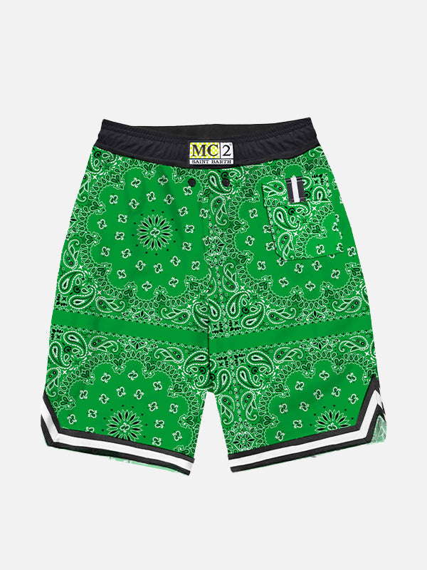 Lange Badeshorts für Jungen mit Bandana-Print