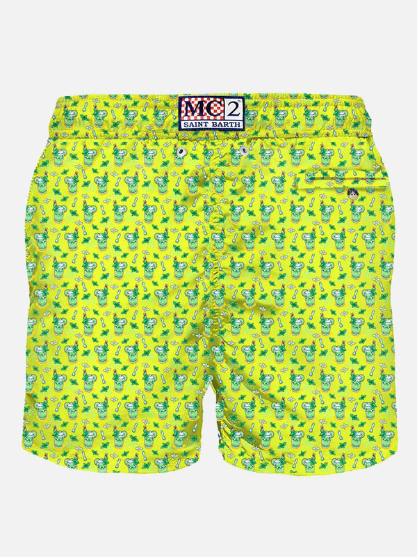 Light fabric man swim shorts mojito print