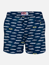 Light fabric man swim shorts yacht print