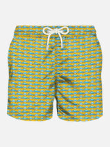 Light fabric man swim shorts sporty car print