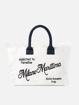 Vanity-Schultertasche aus Frottee mit Milano Marittima-Stickerei