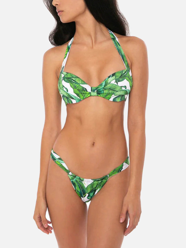 Damen-Bralette-Bikini mit tropischem Aufdruck