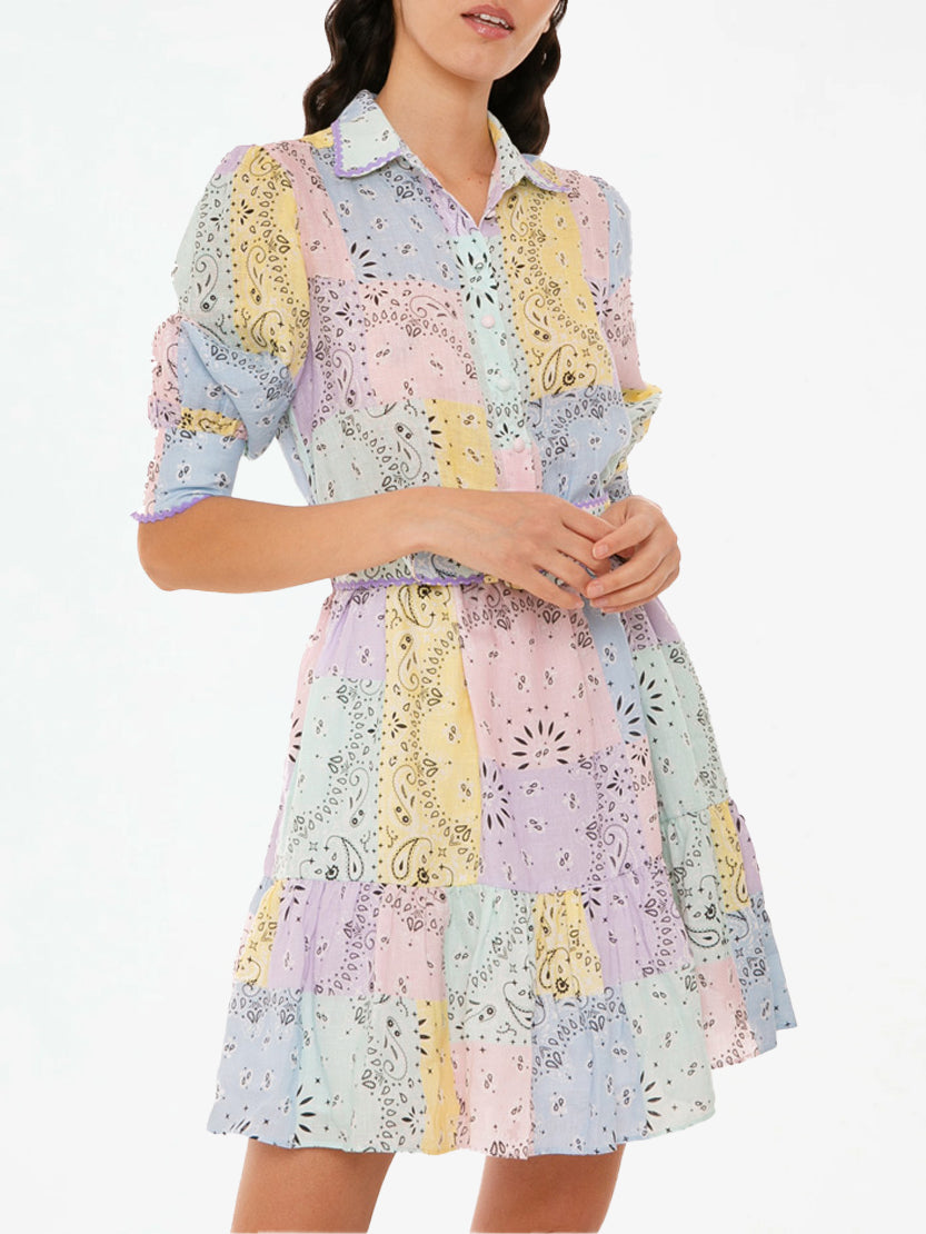 Multicolor bandanna linen short dress Daisi - MC2 Saint Barth