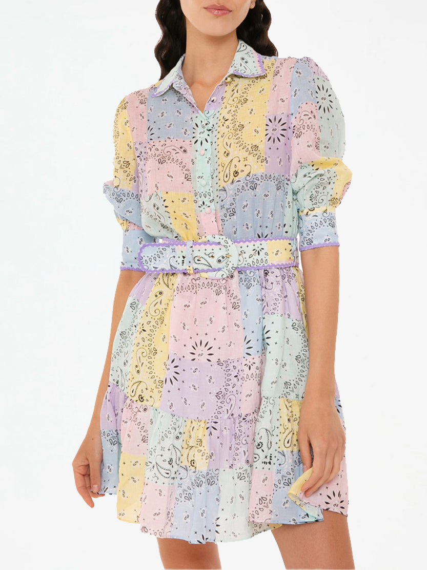 Multicolor bandanna linen short dress Daisi - MC2 Saint Barth