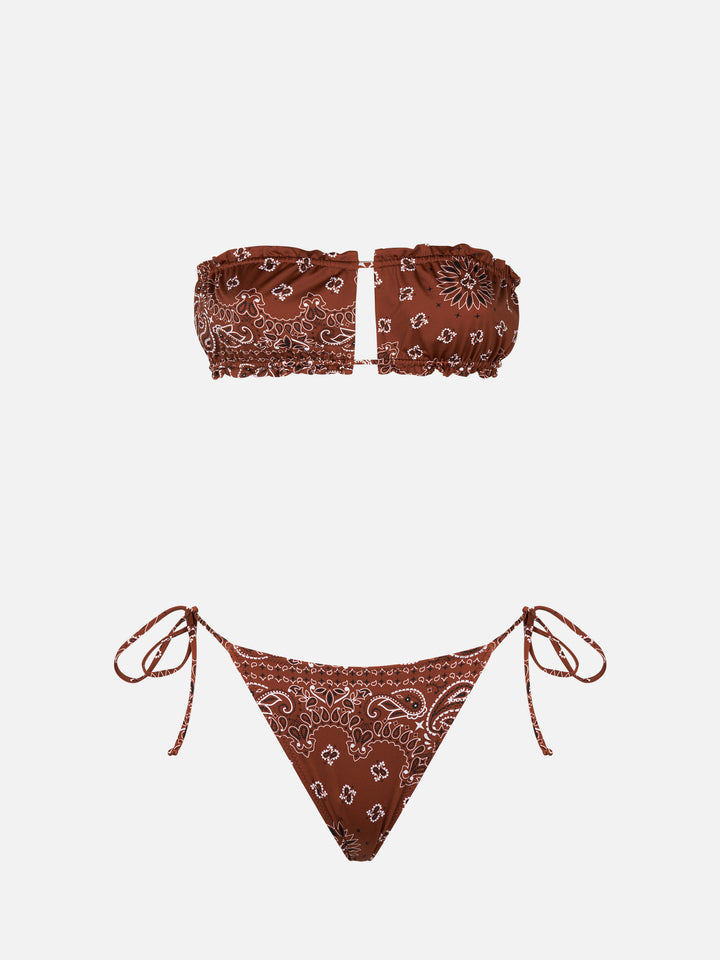 Bandeau-Bikini für Damen mit Bandana-Print