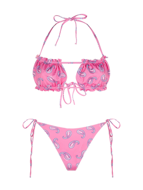 Bikini da donna a fascia con stampa paisley