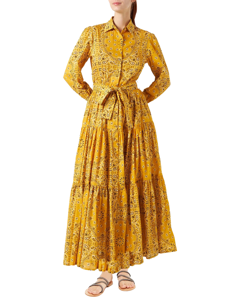 Woman ochre bandanna long dress Jensen
