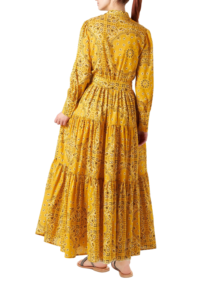 Woman ochre bandanna long dress Jensen