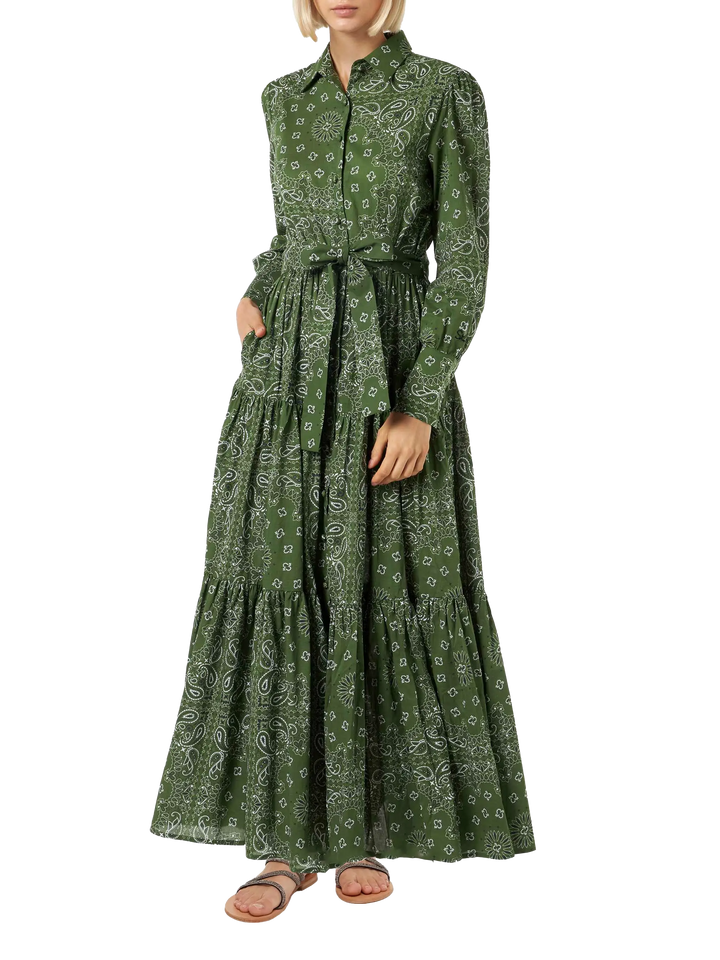 Woman green bandanna long dress Jensen