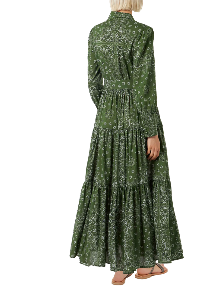 Woman green bandanna long dress Jensen