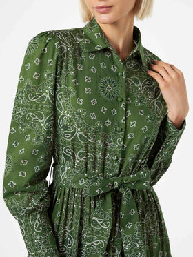 Woman green bandanna long dress Jensen - MC2 Saint Barth