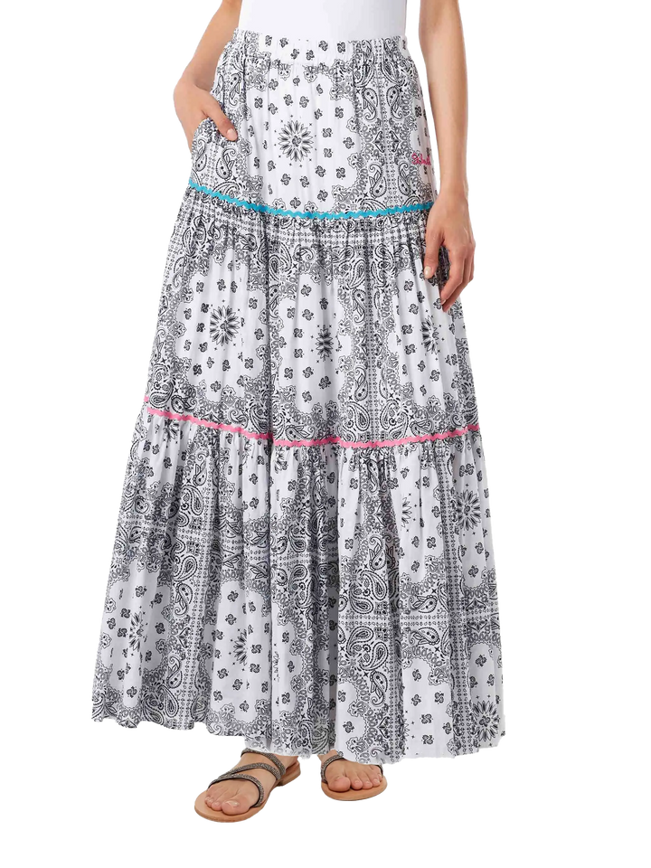 Woman cotton long skirt with bandanna print - MC2 Saint Barth