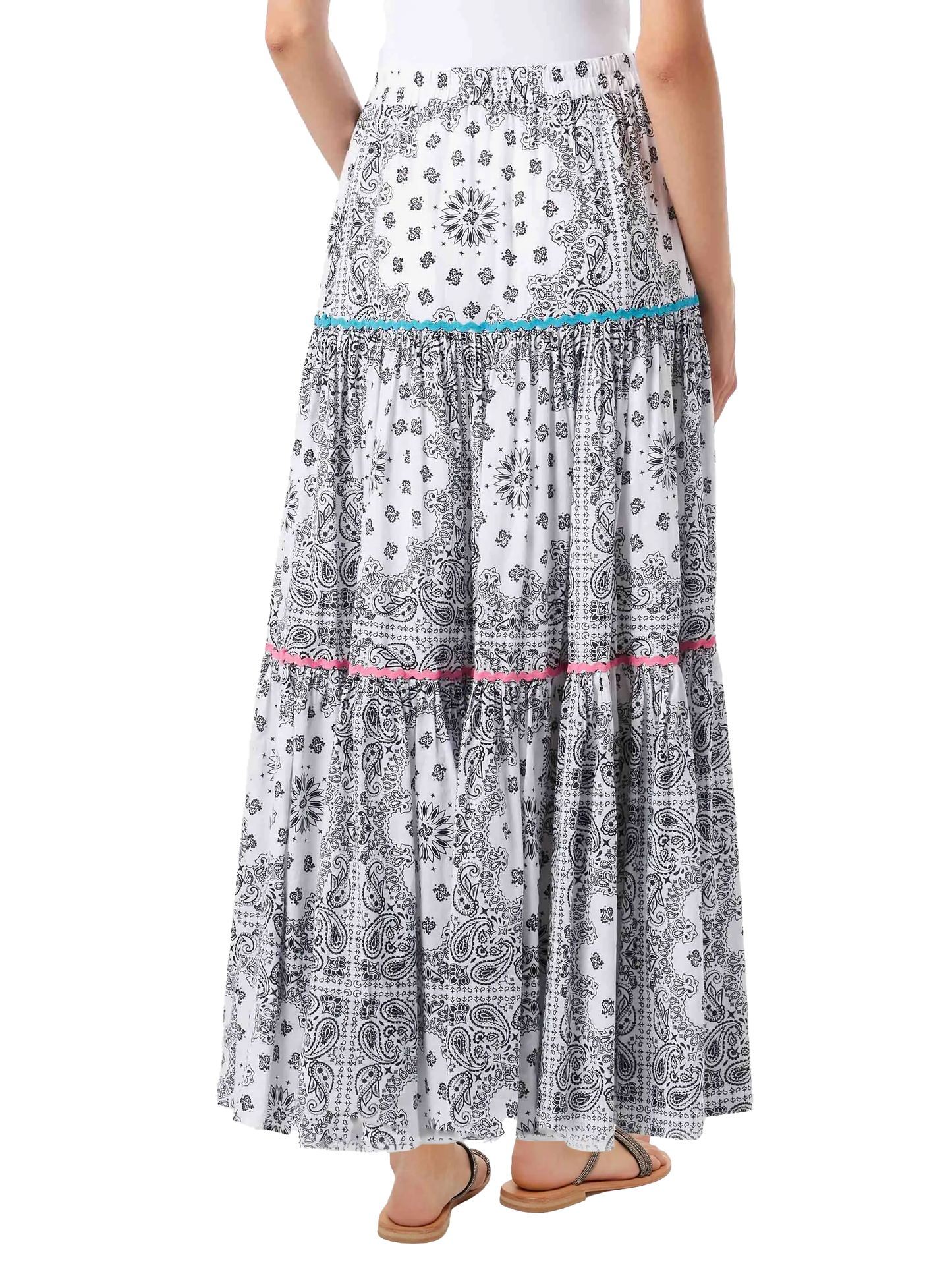 Woman cotton long skirt with bandanna print