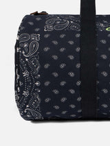 Travel duffel bag with black bandanna print