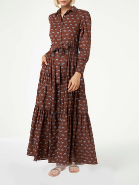 Woman long dress Jensen with zebra print