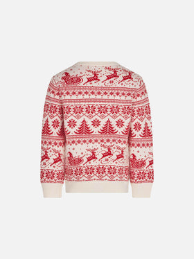 Maglione da bambina con stampa jacquard I believe in Santa
