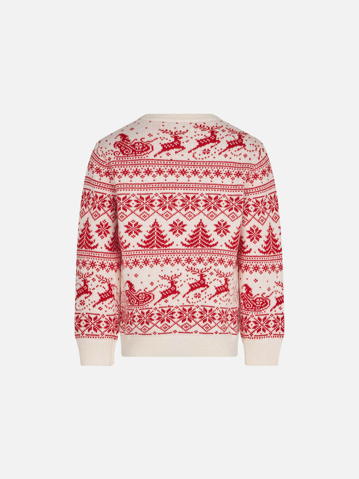 Mädchenpullover mit Jacquardmuster „I believe in Santa“