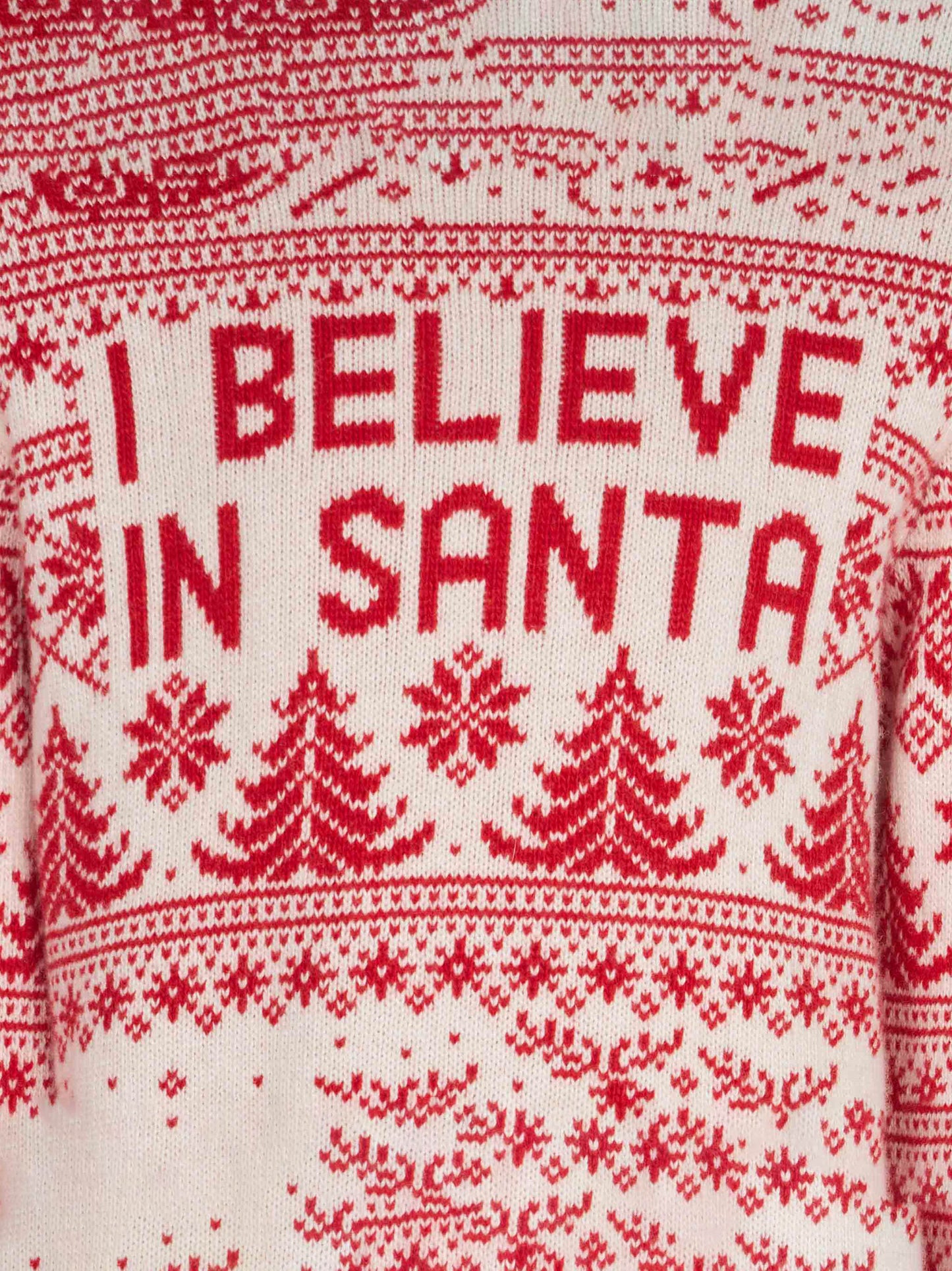 Maglione da bambina con stampa jacquard I believe in Santa