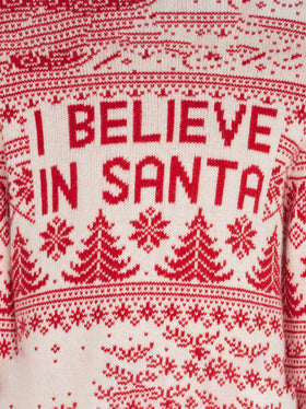 Maglione da bambina con stampa jacquard I believe in Santa