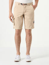 Beige cargo bermuda with pockets