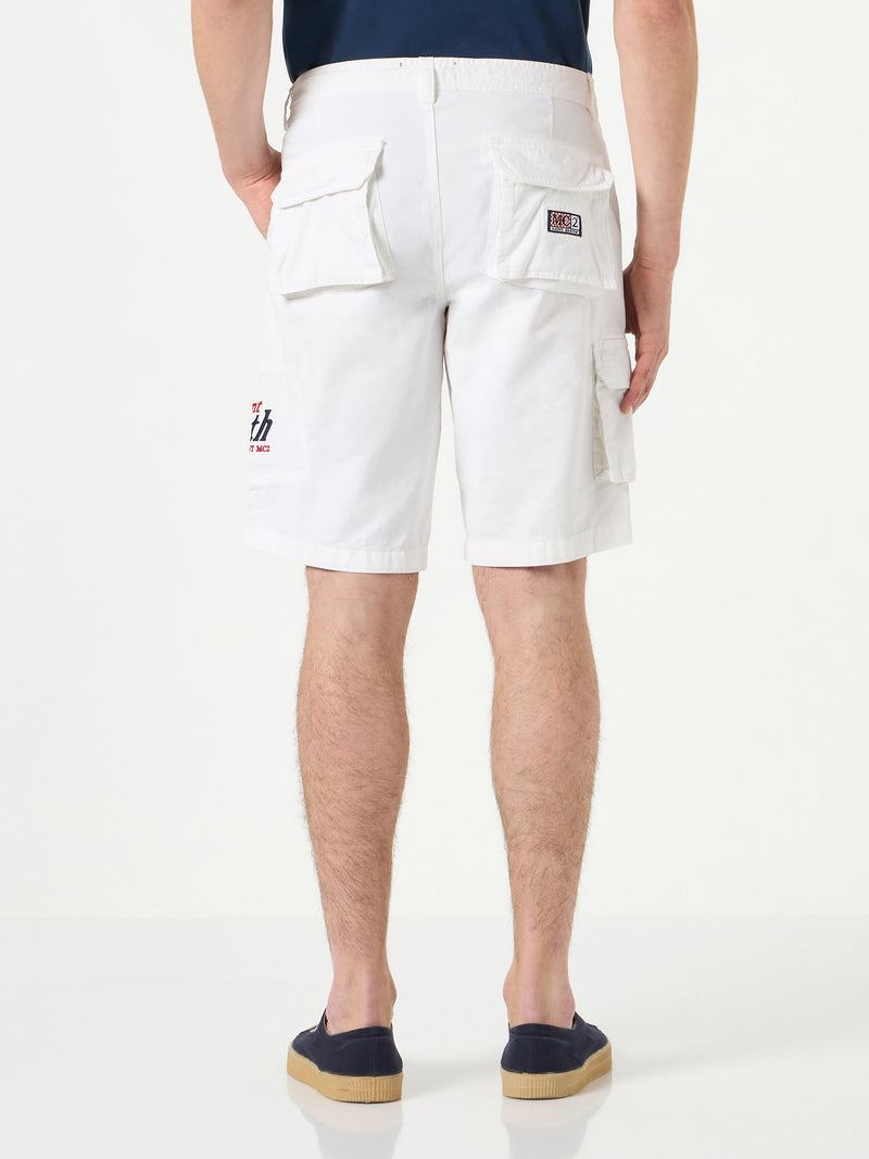 White cargo bermuda with pockets