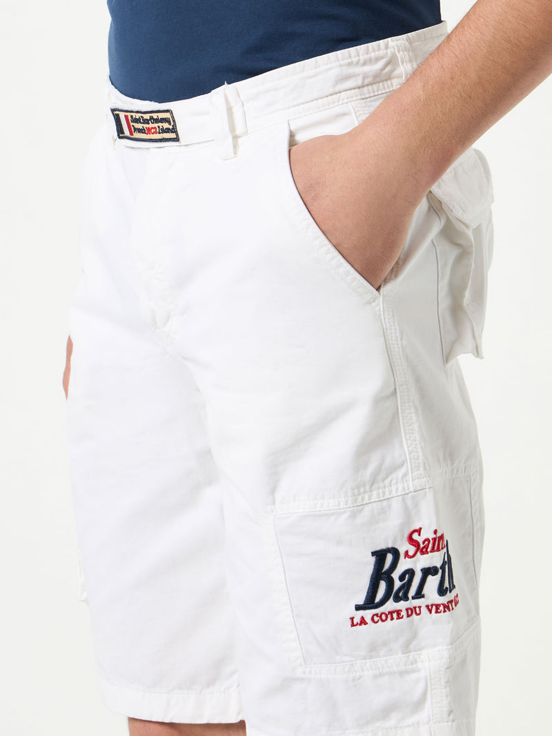 White cargo bermuda with pockets