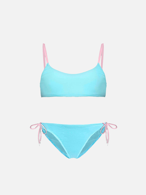 Bralette-Bikini für Mädchen mit besticktem Schriftzug "Lost in St. Barth"