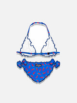 Girl triangle bikini with chili pepper print